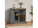 Vidaxl Credenza Halden Con Anta Scorrevole Grigio 80X40X80 Cm In Legno Massiccio