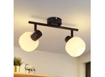 Zmh Faretto Da Soffitto Nero Lampada Da Soffitto Per Interni 2 Fiamme 350° Faretto Orientabile Paralume In Vetro Spot E14 Lampada Da Corridoio Senza Lampadina