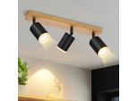 Zmh Faretto Da Soffitto 3 Fiamme Nero Lampada Da Cucina Legno GU10 Faretto Da Parete 350°Rotante Faretto Da Cucina Vintage Spot Retro Industriale Senza Lampadine