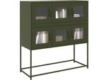 Vidaxl Credenza Verde Oliva 100,5X39X107 Cm Acciaio Laminato A Freddo