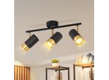 Zmh Faretto Da Soffitto A 3 Fiamme GU10 Lampada Da Cucina 350°Faro Da Parete Orientabile Faretto Nero Oro Vintage Faretto Da Corridoio Industriale Senza Lampadine