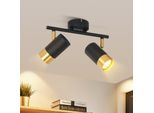 Zmh Faretto Da Soffitto Nero Oro GU10 - 2 Fiamme Lampada Da Cucina 350°Faro Da Parete Orientabile Faretto Vintage Da Corridoio Faretto Industriale Senza Lampadina