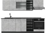 Vicco Cucina Componibile R-Line, 240 Cm , Pl Antracite, Calcestruzzo/Antracite