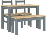 Vidaxl Set Da Pranzo 4 Pezzi Panama Grigio In Legno Di Pino Massiccio
