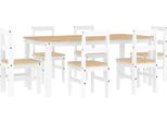 Vidaxl Set Da Pranzo 7 Pezzi Panama Bianco In Legno Di Pino Massiccio