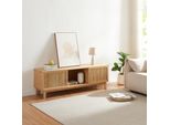 Mobile Tv 'YpäJä' Con 3 Ripiani E 2 Ante Scorrevoli 150 X 42 X 50 Cm Bambù Naturale