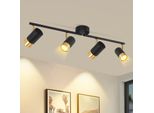 Zmh Faretto Da Soffitto A 4 Fiamme Lampada Da Cucina GU10 Faretto Da Soffitto Nero Oro Faretto Da Parete Corridoio 350° Ruotabile Lampada Da Corridoio Vintage Retro (Senza Lampadina)