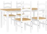 Vidaxl Set Da Pranzo 5 Pezzi Panama Bianco In Legno Di Pino Massiccio