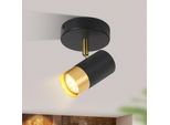 Zmh Faretto Da Soffitto 1 Fiamma Soffitto Spot GU10 Lampada Da Cucina Oro Nero 350° Rotante Faretto Da Parete Vintage Corridoio Lampada Retrò (Senza Lampadina)