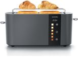 Tostapane Arendo 2 Fette, Tostapane A Fessura Lunga, Fessura Lunga, Acciaio Inox, 1000W, Display Con Indicatore Del Tempo Residuo, Portapane, Funzione Di Scongelamento, Alloggiamento Termoisolante, Display Touch, Cool Grey