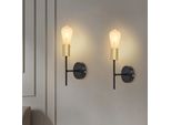 Zmh Lampada Da Parete Per Interni Vintage - E27 Illuminazione A Parete Industriale A 1 Fiamma Lampada Da Corridoio Nera Lampada Da Parete Retrò In Metallo 2 Pezzi Senza Luce Con