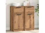 2025 Credenza Vetrina Moderna 2 Pz. Rovere Artigianale 30X30X70 Cm Materiale A Base Di Legno - Cassettiere,Design 6589956 1Pacco
