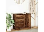 2025 Credenza Vetrina Moderna Con Cassetto Effetto Legno Antico 71X35X65 Cm Materiale Legno - Cassettiere,Design 4727509 1Pacco