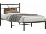 Vidaxl Struttura Letto Senza Materasso Rovere Fumé 90X190 Cm Materiale A Base Di Legno