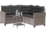 Vidaxl Divano Da Giardino A L Con Tavolo E Cuscini In Poly Rattan Grigio