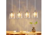Zmh Lampada A Sospensione A 4 Fiamme Lampada Da Tavolo In Vetro G9 Lunga Lampada Da Sala Da Pranzo Luce A Sospensione In Cristallo 120CM Altezza Regolabile Moderna