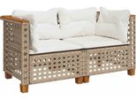 Vidaxl Divani Da Giardino Ad Angolo Con Cuscini 2 Pz. Poli Rattan Beige