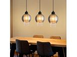 Zmh Ciondolo Tavolo Da Pranzo Lampada Sala Da Pranzo Lampada A Sospensione Lampada A Sospensione Soggiorno Vetro Tavolo Da Pranzo Lampada Nera Camera Da Letto 3 Fiamma E27 Lampada A Sospensione Moderna Lampada A Sospensione Di Cristallo Per La Cucina (Senza Lampadina)