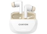 Canyon Hexagon 7, Cuffie In-Ear True Wireless Stereo Bluetooth 5.4. Anc, Funzione Enc, 27 Ore Di Durata Della Batteria, Beige E Bianco