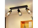 Zmh Faretto Da Soffitto 3 Fiamme E14 Plafoniera Vintage Nero 350° Orientabile Lampada Da Cucina Metallo Soffitto Spot Vetro Luce Spot Parete Per Soggiorno Corridoio Cucina Senza Lampadine