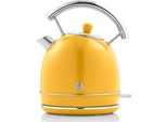 Swan SK14630YELNEW Bollitore Elettrico Retrò Da 1,8 L Vintage Con Spegnimento Automatico, Giallo Acciaio Inox