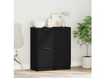 Vidaxl Credenza 2 Pezzi Rovere Nero 30 X 30 X 70 Cm Materiale A Base Di Legno