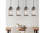 Zmh Lampada A Sospensione Tavolo Da Pranzo Cucina Lampada A Sospensione Soggiorno E27 Lampada Tavolo Da Pranzo Nero Camera Da Letto Lampada A Sospensione 4 Fiamme Vetro Lampada A Sospensione Sala Da Pranzo Moderno Cristallo Per La Cucina (Senza Lampadina)