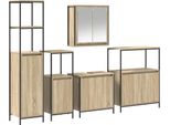 Syfax™ Set Di Mobili Per Il Bagno Con Porta 5 Pcs Rovere Sonoma E Nero