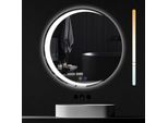 Zmh Specchio Con Illuminazione Specchio Da Bagno Specchio Da Parete Rotondo 80Cm Led IP44 Specchio Da Bagno Rotondo Con Interruttore A Sfioramento E Funzione Di Defangatore Specchio Da Bagno Con Luce Dimmerabile Per Bagno