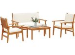 Vidaxl Set Di Divani Da Giardino 4 Pezzi Marrone 75 X 45 X 38 Cm In Legno Massiccio Di Acacia