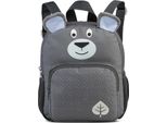 Zaino Asilo Nido Orso In Grigio - Zaino Con Tasca Frontale E Tasche Laterali In Rete