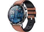 Inf Smartwatch Con Ecg, Cardiofrequenzimetro, Misuratore Di Pressione Sanguigna E Contapassi Cinturino In Pelle Nera E Marrone