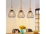 Zmh Lampada A Sospensione Vintage Lampada A Sospensione Tavolo Da Pranzo Lampada Tavolo Da Pranzo Nero Sala Da Pranzo 3 Fiamma Lampada A Sospensione Metallo Retrò Corda Di Canapa In Legno Industriale E27 Lampada A Sospensione Per Soggiorno Senza Lampadina