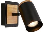 Briloner Duta Applique Da Parete Interno, Orientabile, Attacco GU10, Nero-Legno, 12 X 14,5 Cm