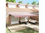 Vidaxl Tenda Da Sole Retrattile In Tessuto Rosso E Bianco 600 X 300 Cm