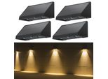 Zmh Lampade Solari Per Giardino All'aperto 4Pcs Solare Parete Luce Esterna Led 2 Modalità Luci Da Parete Esterna 3000K Bianco Caldo Led Luci Solari Da Parete Impermeabile Illuminazione Solare Per Recinzione Terrazza Balcone