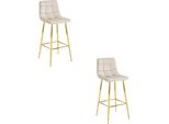 Sgabello Arceto Valora - Velluto Beige E Gambe Dorate X2 | Elegante Coppia Di Sgabelli In Velluto