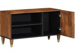 Vidaxl Mobile Tv Con Ripiano Marrone 80 X 31,5 X 46 Cm In Legno Massiccio Di Mango
