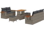 Vidaxl Set Di Divani Da Giardino Con Cuscini E Portaoggetti 8 Pezzi In Polirattan Grigio