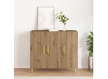 Vidaxl Credenza In Rovere Lavorata A Mano 90 X 34 X 80 Cm Materiale A Base Di Legno