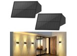 Zmh Lampade Solari Per Parete Esterna 2Pcs Solare Applique Da Parete All'aperto Luci Da Parete All'aperto Luce Bianca Calda Luci Solari Da Parete Impermeabile Luce Da Parete Su E Giù Illuminazione Luce Solare Per Recinzione