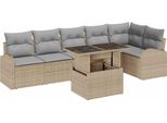 Vidaxl Set Di Divani Da Giardino 7 Pezzi Beige 100 X 55 X 73 Cm Poly Rattan