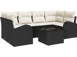 Vidaxl Set Di Divani Da Giardino 7 Pezzi Nero 55 X 55 X 37 Cm Poly Rattan