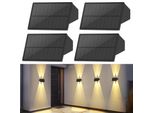Zmh Lampade Solari Per Esterni 4Pcs Solare Parete Luce Esterna Parete Luci Esterne Luce Esterna Bianco Caldo Luci Solari Parete Impermeabile Luce Parete Su E Giù Luce Solare Per Recinto Terrazza Balcone