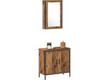 Vidaxl Set Di Mobili Da Bagno Con Ripiano Con Porta 2 Pezzi Materiale A Base Di Legno Marrone