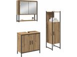 Vidaxl Set Di Mobili Da Bagno Con Ripiano Con Porta 3 Pezzi Materiale A Base Di Legno Marrone