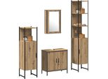 Vidaxl Set Di Mobili Da Bagno Con Ripiano Con Porta 4 Pezzi Materiale A Base Di Legno Marrone