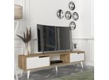 Mobile Tv 'Kullila' A 2 Ante 160 X 35 X 40 Cm Effetto Rovere/Bianco