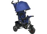 Homcom Triciclo 6 In 1 Con Maniglione, Triciclo Per Bambini Con Capottina Parasole Rimovibile, Cuscino, Balance Bike Con Imbracatura Di Sicurezza A 5 Punti, Cestino, Portabicchieri, Per Bambini Da 1 A 5 Anni, Blu Scuro