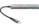 Goobay 76563 Slim Hub Usb A 4 Porte, Da USB-C™ A USB-C™/USB-A, 5 Gbit/S, Grigio Chiaro, 0,115 M - Spina USB-C™ (Usb 3.2) > 2X Presa USB-C™ (Usb 3.2), 2X Presa USB-A (Usb 3.2)